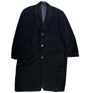 Lauren Ralph Lauren Mens Cashmere Wool Single Breasted Coat Size 46R Black‎